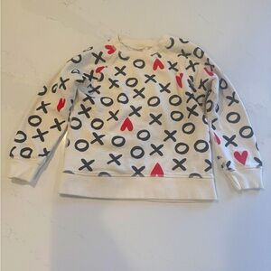 Hanna Andersson Girls Valentines Sweatshirt X O and hearts size 6-7 (120 cm)